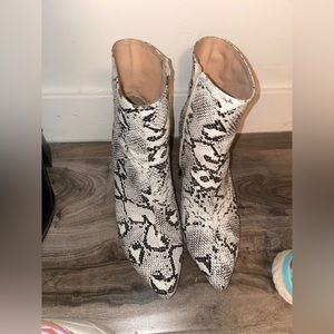 Snake print booties - red bottom